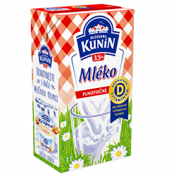 Mléko Kunín trvanlivé plnotučné 3,5% 1l