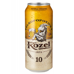 Velkopopovický Kozel 10° světlý výčepní plech 500ml